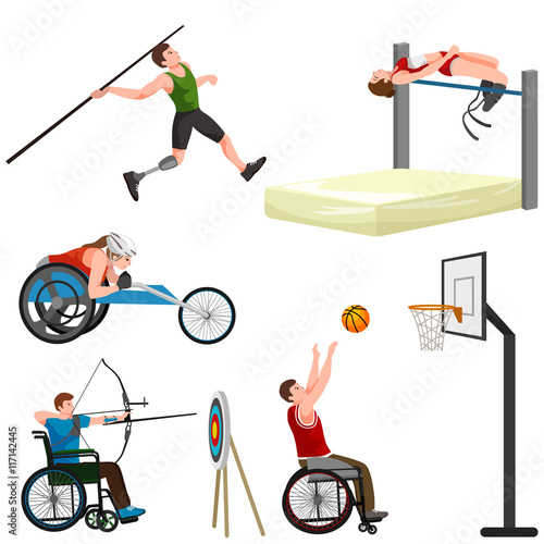 sport for people with prosthesis, physical activity and competition for invalid, disabled athletic game isolated concept