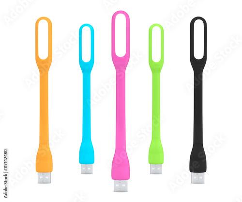 Multicoloured Led USB Lamps. 3d Rendering
