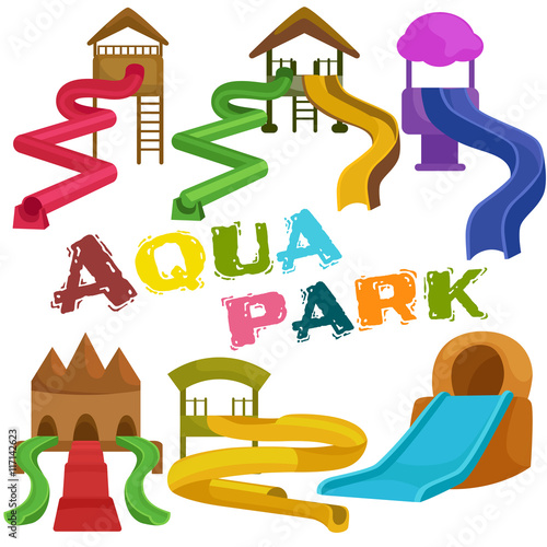 Plastic slides for water park on a white background.