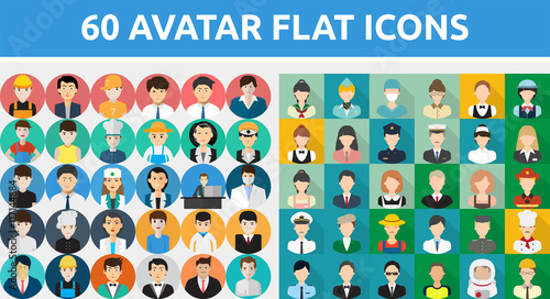 60 Vector Set of Avatar Flat Icons