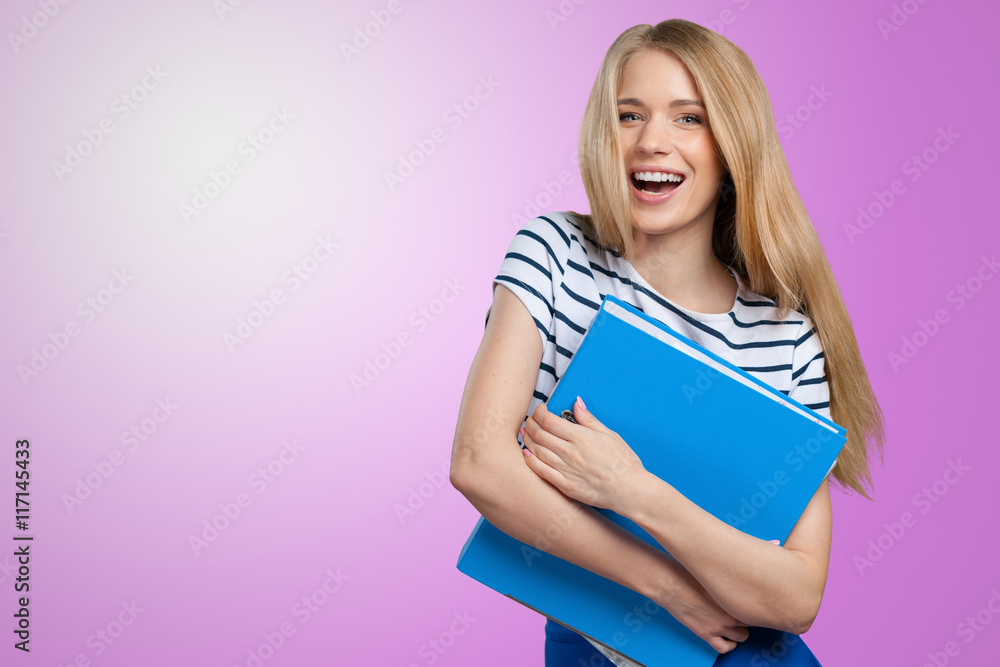 Portrait of smiling business woman with paper folder Portrait of smiling business woman with paper folder
