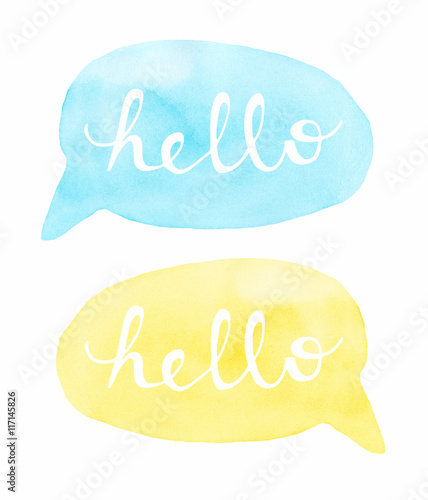 Watercolor Hello Speach Bubbles