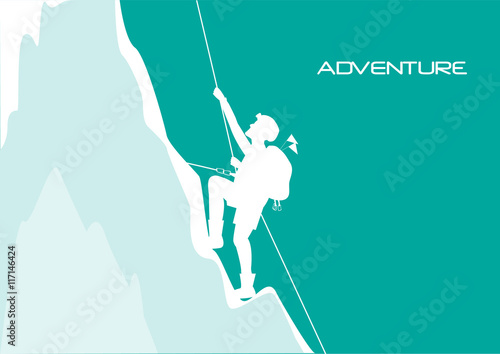 Mountaineer climbing on the rock,vector illustrations