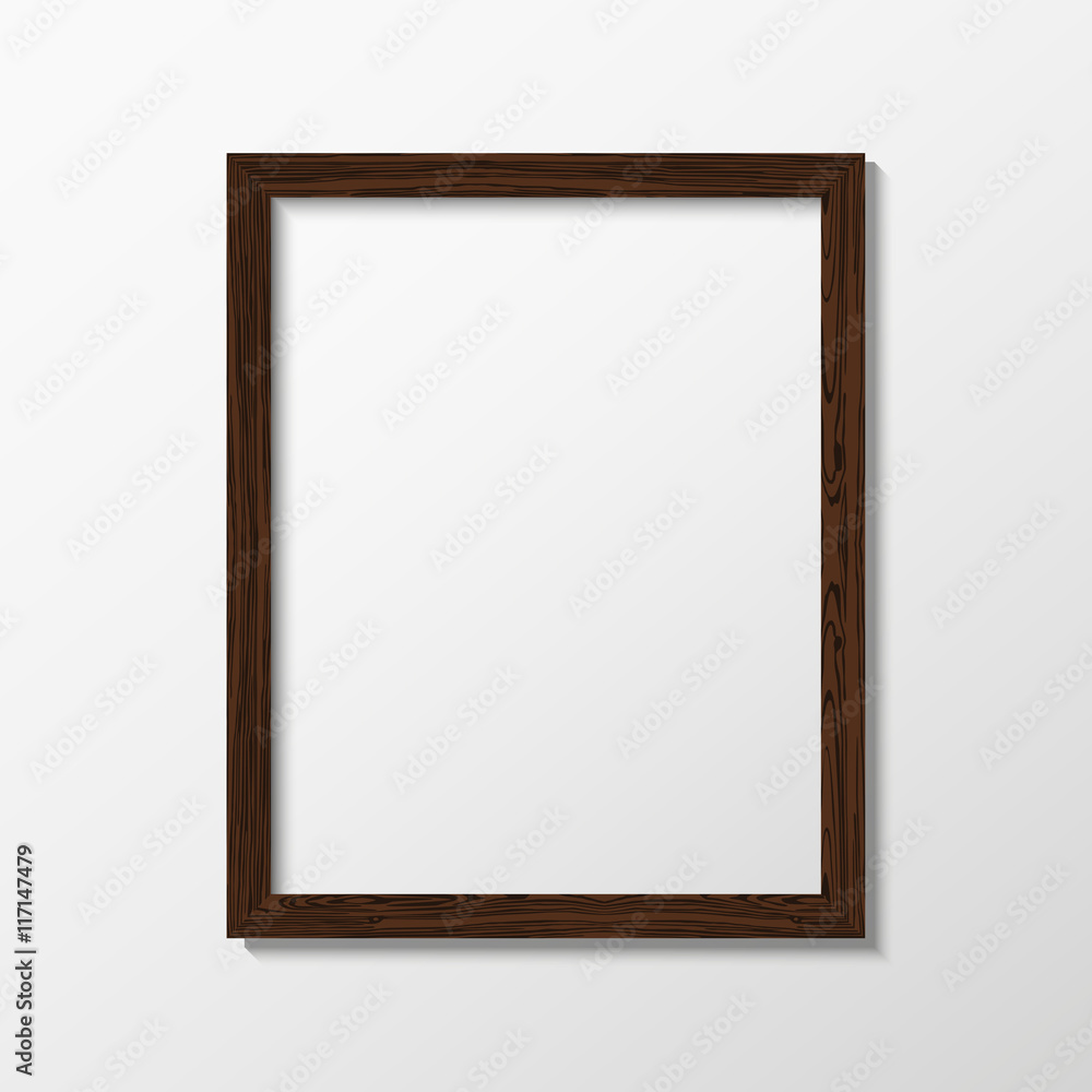 Vector illustration with the image and the object of the wooden frame, the empty frame for the illustrations inside. Frame for design. Frame in the style of photorealism. Vector illustration with the image and the object of the wooden frame, the empty frame for the illustrations inside. Frame for design. Frame in the style of photorealism.