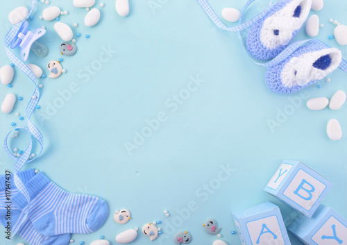 Blue Baby Shower Nursery Background