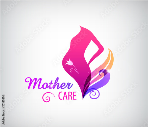 Vector pregnancy logo, pregnant woman silhouette