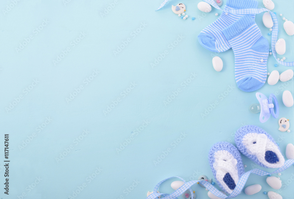 Blue Baby Shower Nursery Background Stock Photo | Adobe Stock