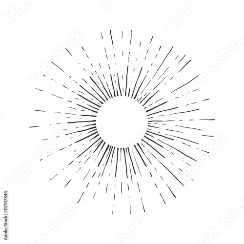 Sun engraving style vector illustration