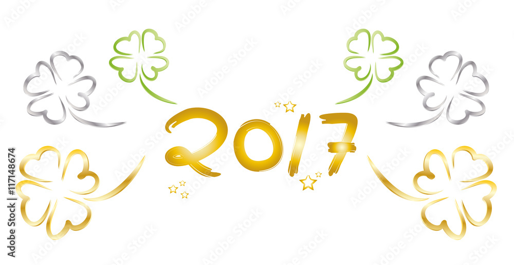 Glücksklee - Frohes neues Jahr, Neujahr, Neues Jahr 2017, Silvester, Jahreswechsel