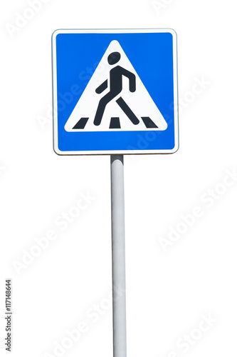 Road sign isolated on white background, Pedestrian Crossing