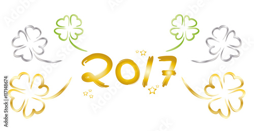 Glücksklee - Frohes neues Jahr, Neujahr, Neues Jahr 2017, Silvester, Jahreswechsel