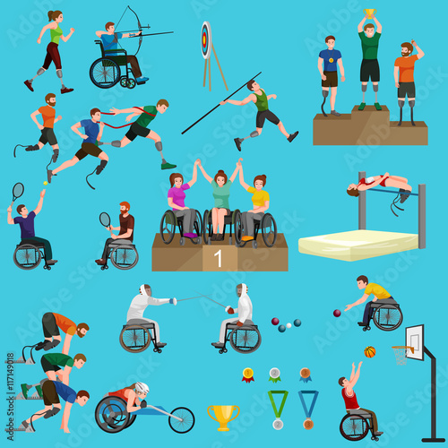 sport for people with prosthesis, physical activity and competition  invalid, disabled athletic game isolated concept
