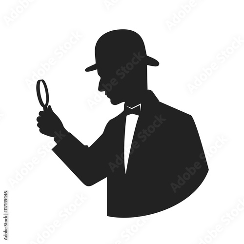 silhouette of a detective with magnifier