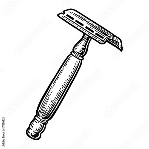 Razor Shaver. Vector black illustrations on white backgrounds.