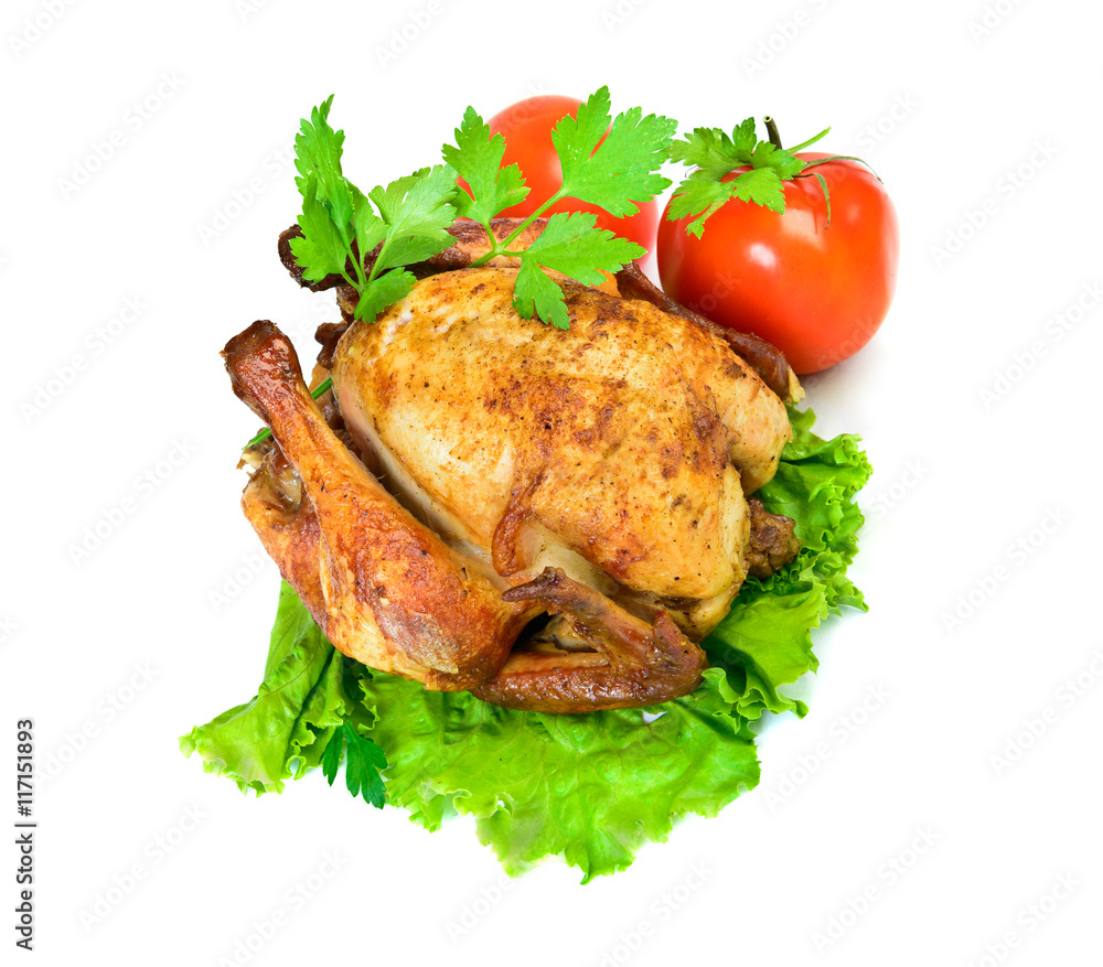 Grilled chicken isolated Top view Grilled chicken isolated Top view