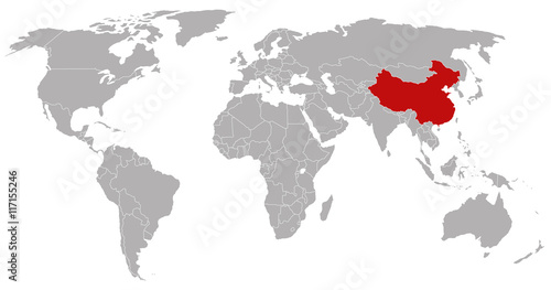 Fototapeta Naklejka Na Ścianę i Meble -  China on the world map