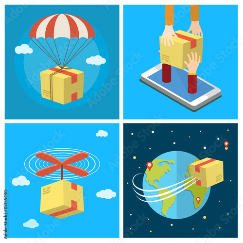 Business set. Concept of delivery service. 