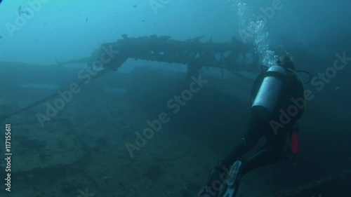 Wallpaper Mural diver in depth on wreck scuba diving maldives Torontodigital.ca