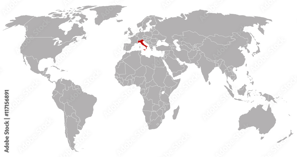 Italy on the world map