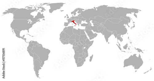 Italy on the world map