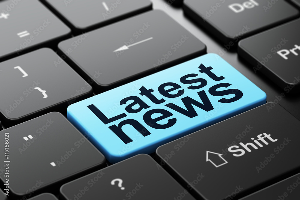 Fototapeta premium News concept: Latest News on computer keyboard background