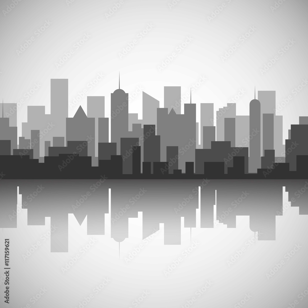 Black and white city skyline