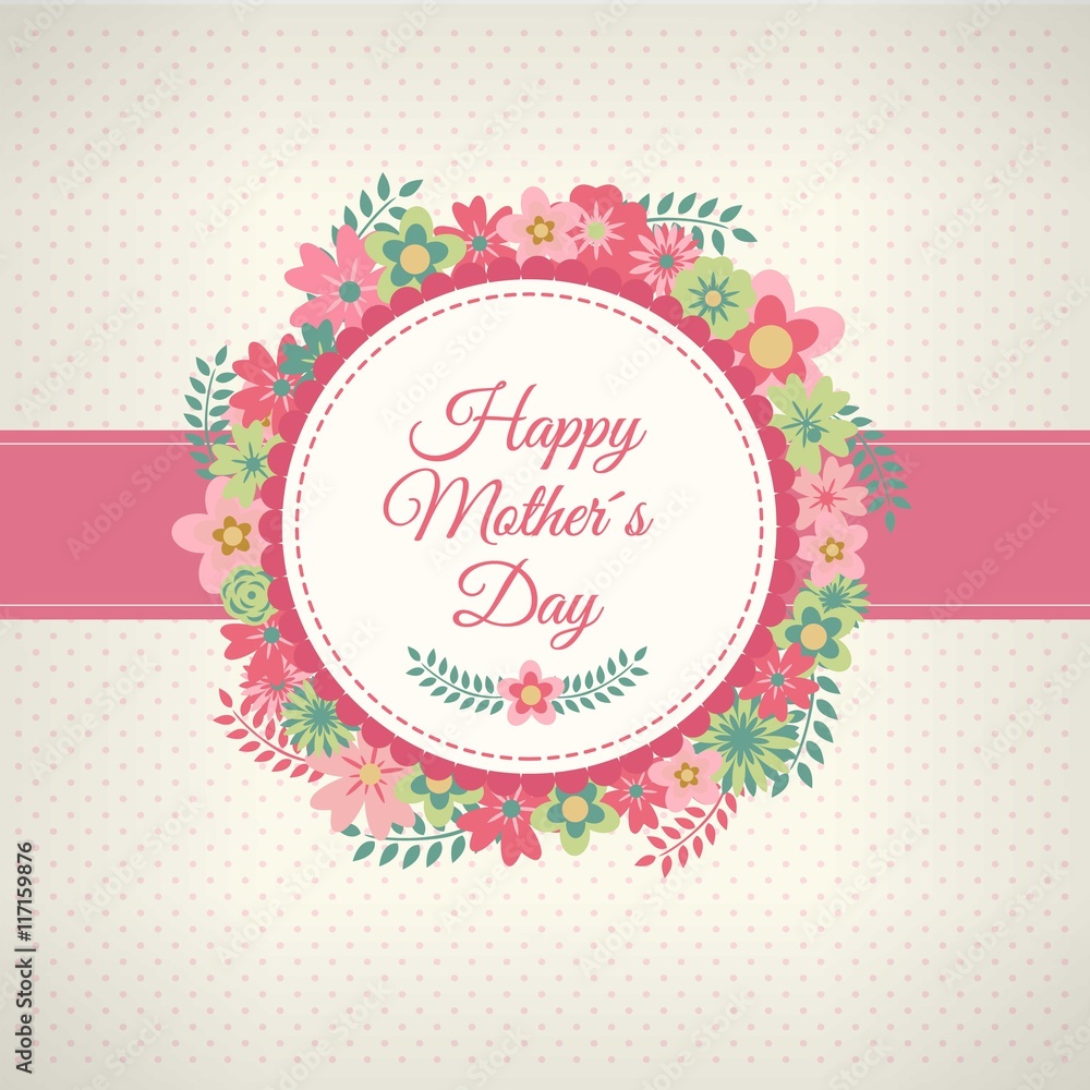 Happy mothers day card with flowers