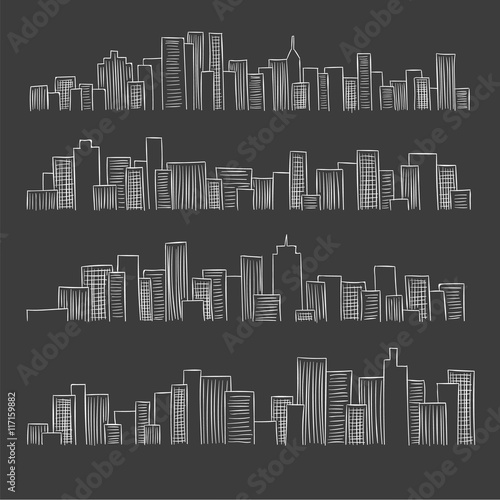 City skyline in blackboard style photo