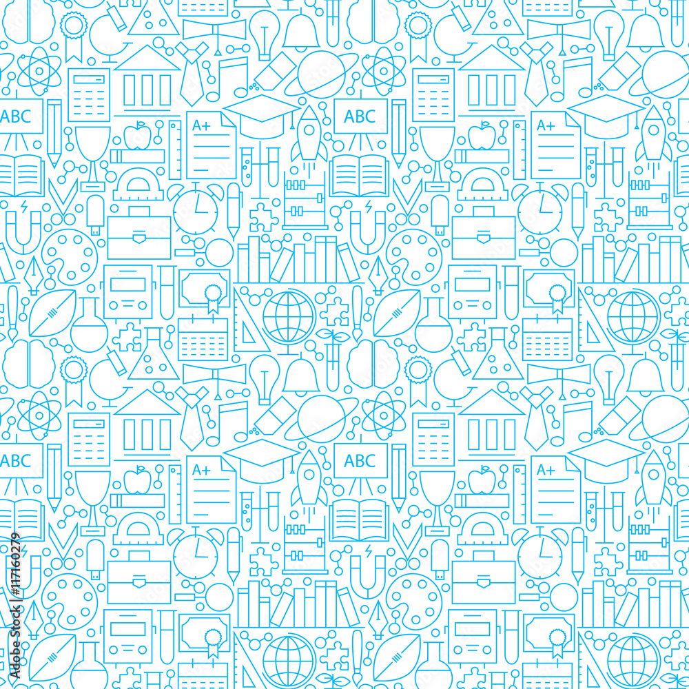 Line White Education Seamless Pattern