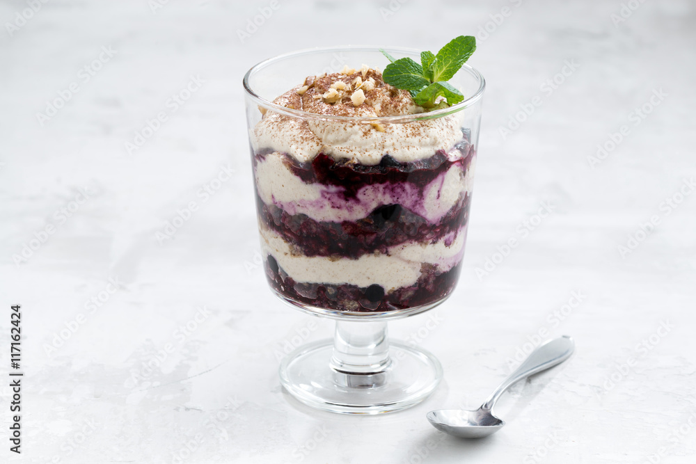layered dessert with blueberries and cream layered dessert with blueberries and cream