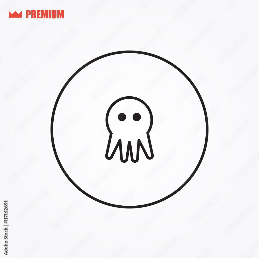 Rounded vector octopus minimalist icon Rounded vector octopus minimalist icon