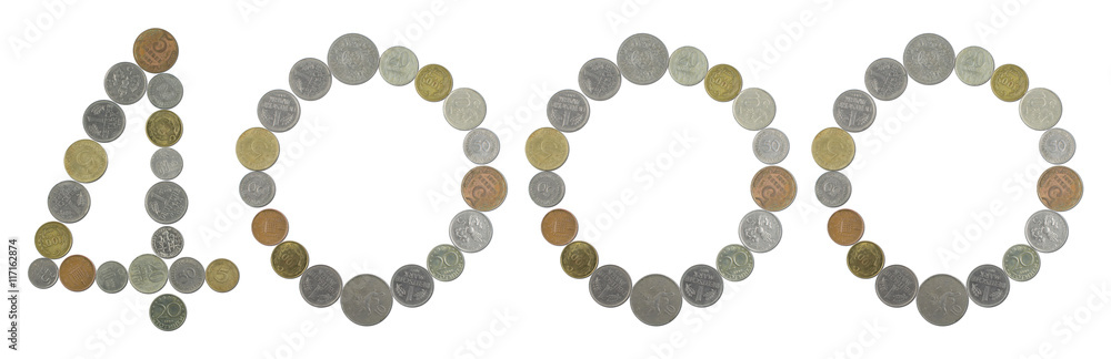 number 4000 with old coins number 4000 with old coins