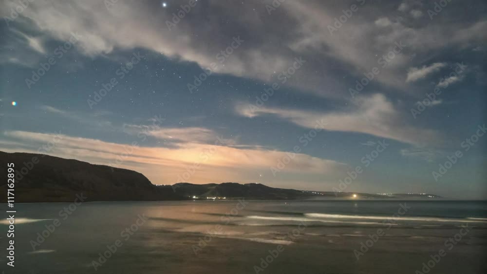 star lapse of morocco coast at night