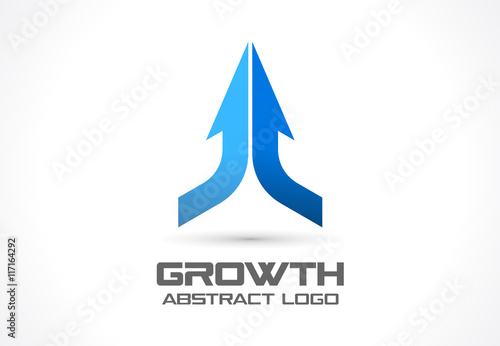 Abstract business company logo. Corporate identity design element. Technology, market logotype idea. Connected arrow up, growth, progress integrate and success concept. Vector interaction icon