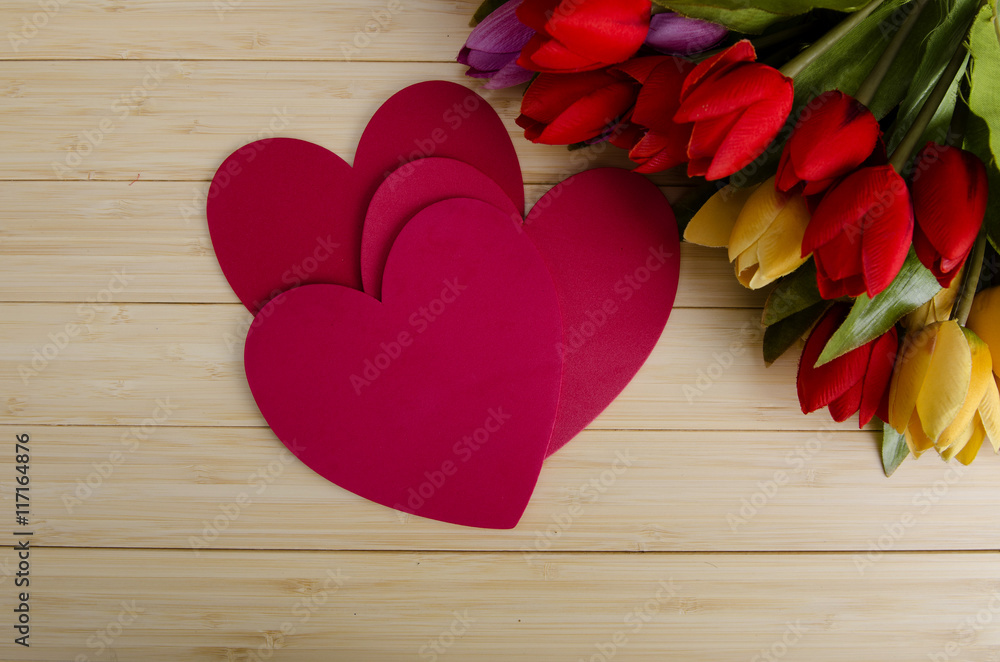 Tulips flowers arranged with copyspace for your text Tulips flowers arranged with copyspace for your text