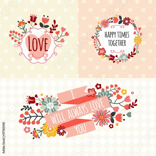 Romantic banners in spring style