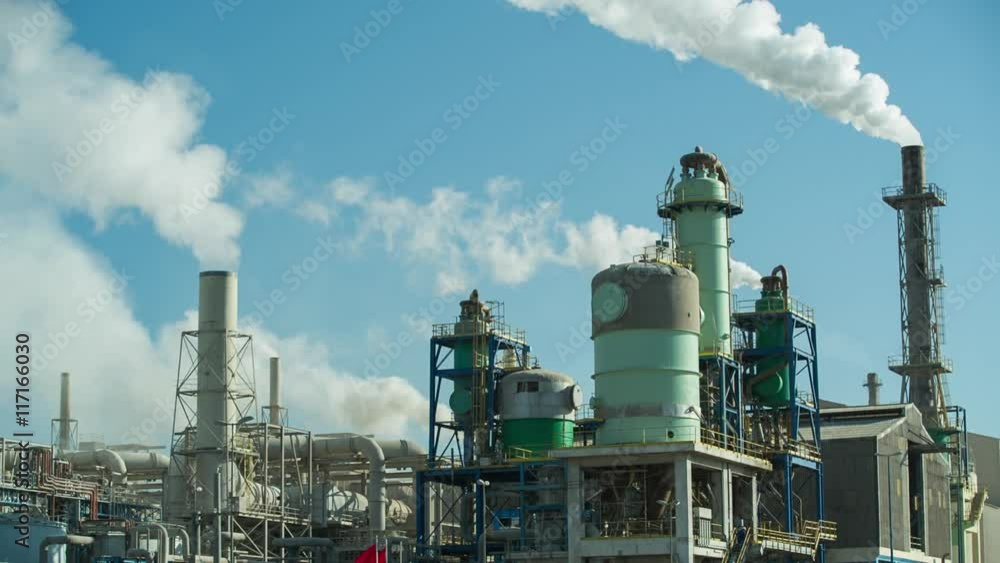 industrial power station with smoke towers industrial power station with smoke towers