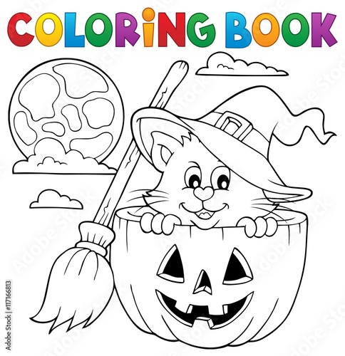 Coloring book Halloween cat theme 1