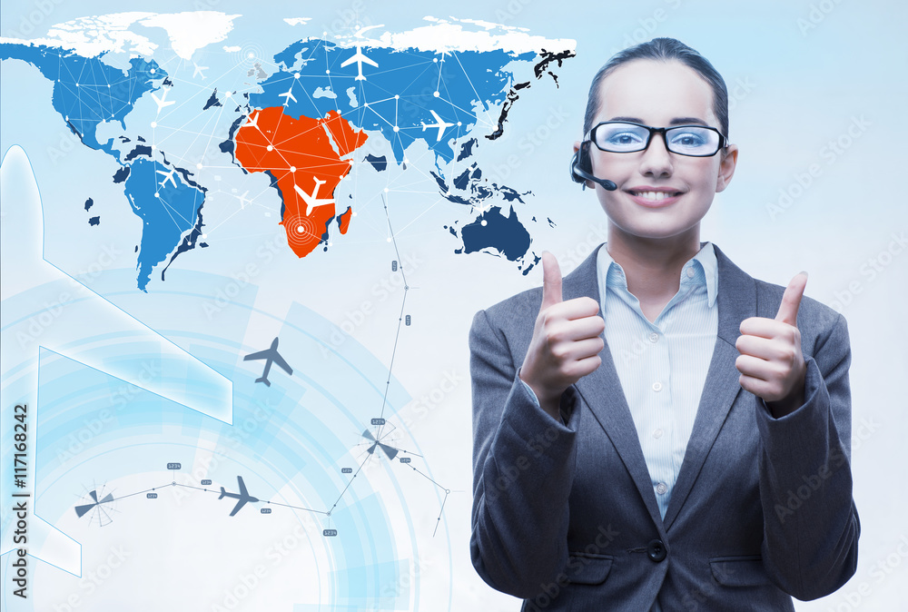 Businesswoman in air transportation concept Businesswoman in air transportation concept