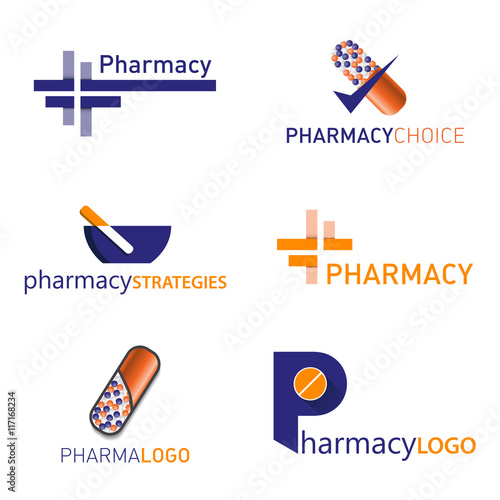Pharmacy logo. Set vector