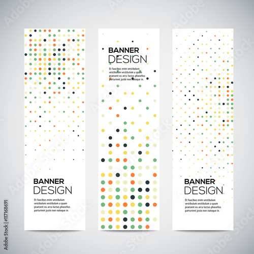Banners with abstract colorful random geometric background