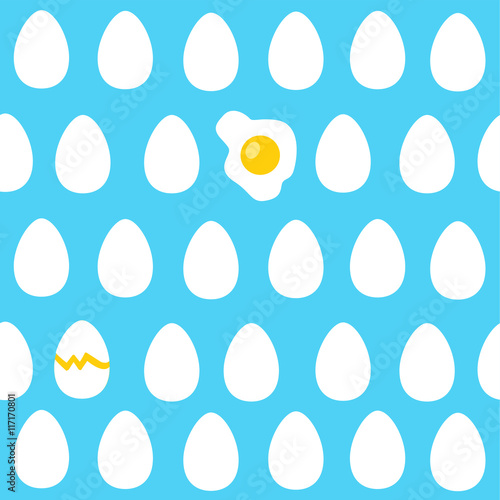 Seamless pattern with eggs and scrambled eggs