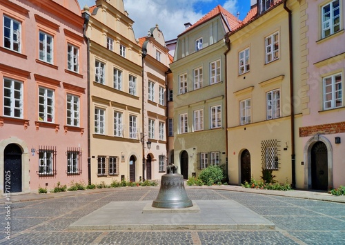 Old town Warsaw in Poland - old cracked bell from the cathedral now in a town square