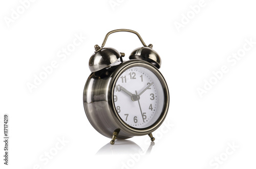 Alarm clock in time concept isolated on white