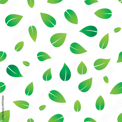 Spring season background with green leaves. Vector illustration