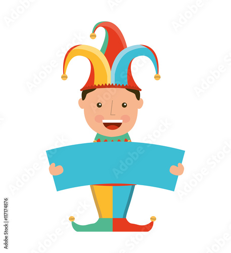 funny fool jester character icon