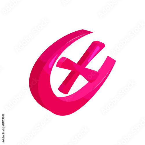 Check mark or cross in a circle icon in cartoon style on a white background