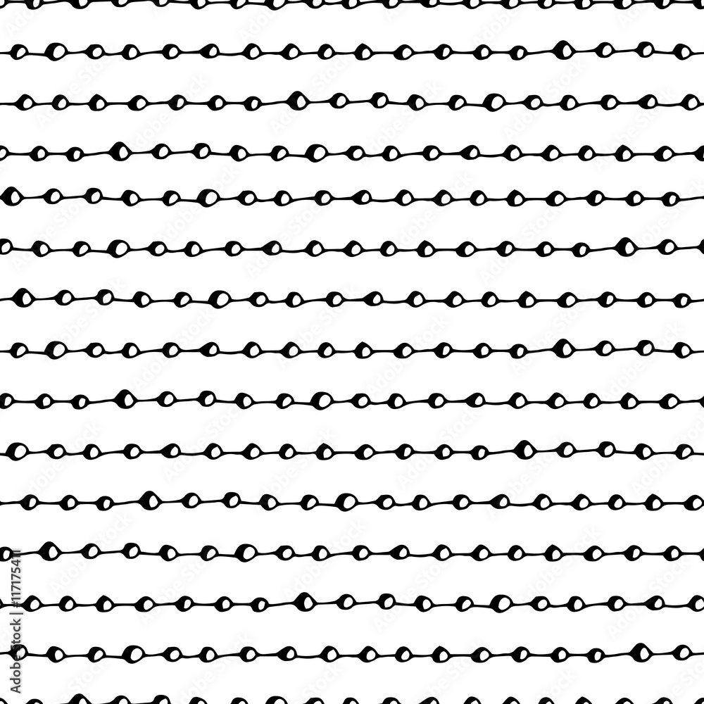 seamless hand drawn pattern with lines and circles
