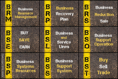 Photo collage of business acronyms photo