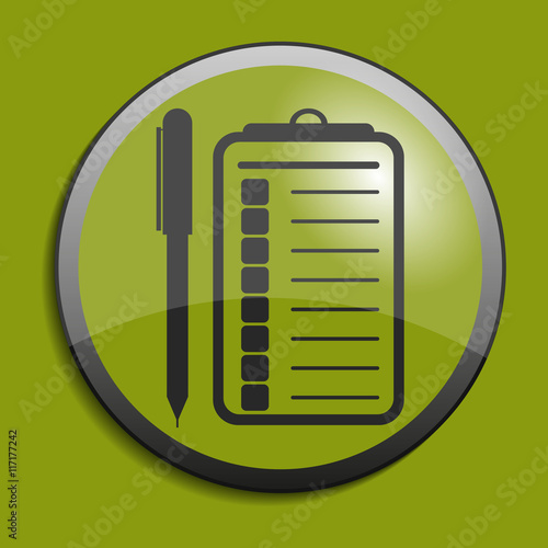 Checklist icon on circle button. Vector
